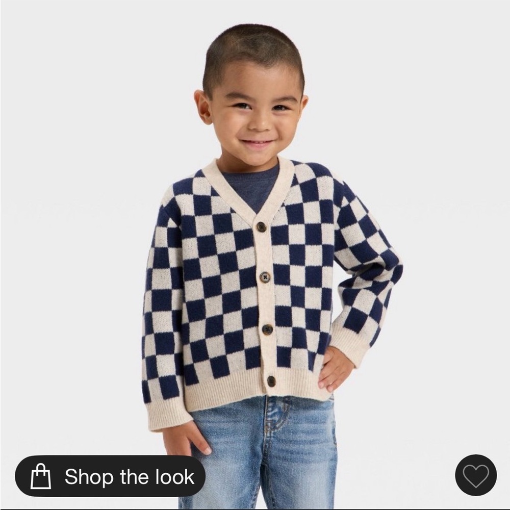 Cat & Jack Blue and White Checkered Cardigan